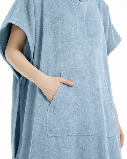 Hoodols towel hoodie worn poolside